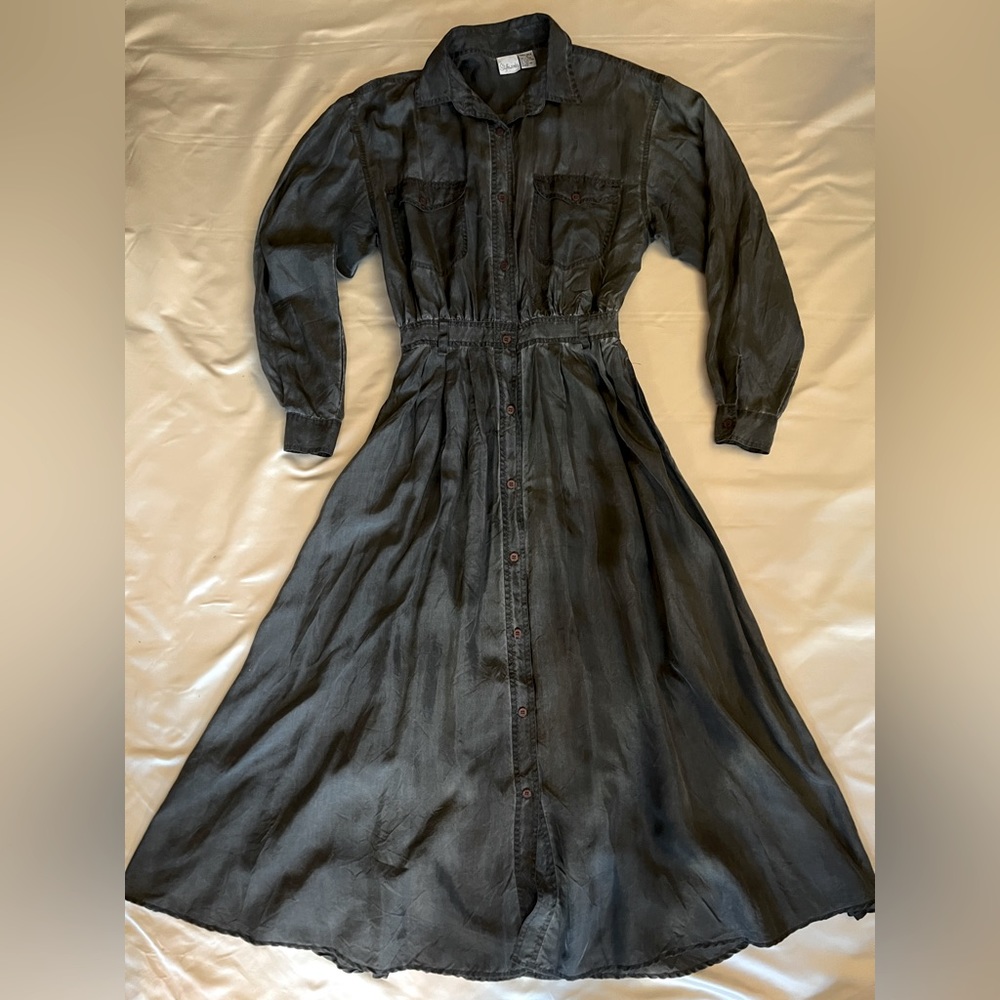 Vintage 90s silk shirt dress